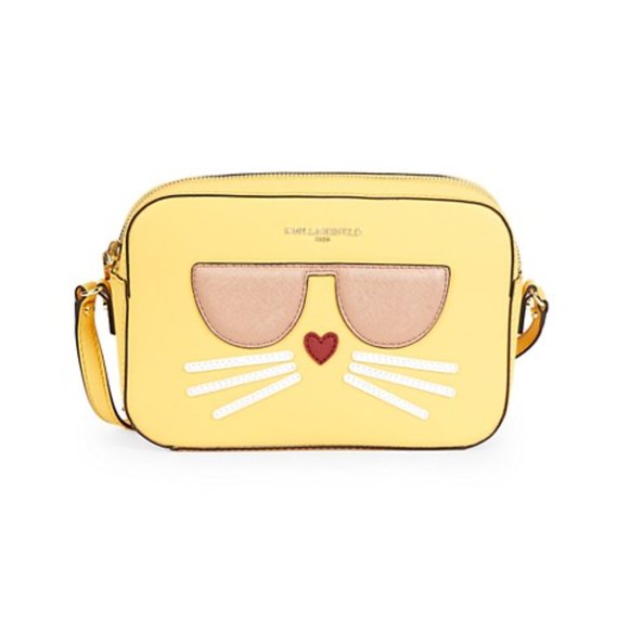 NWT Karl Lagerfeld faux leather lemon crossbody camera bag - Picture 7 of 9